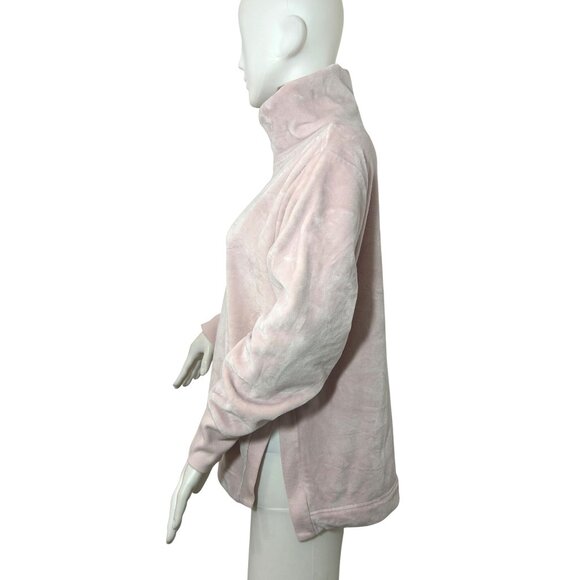 Te Verde Women Top M Pink Funnel Neck Long Sleeve Pullover Velour Casual Relaxed - Picture 3 of 10